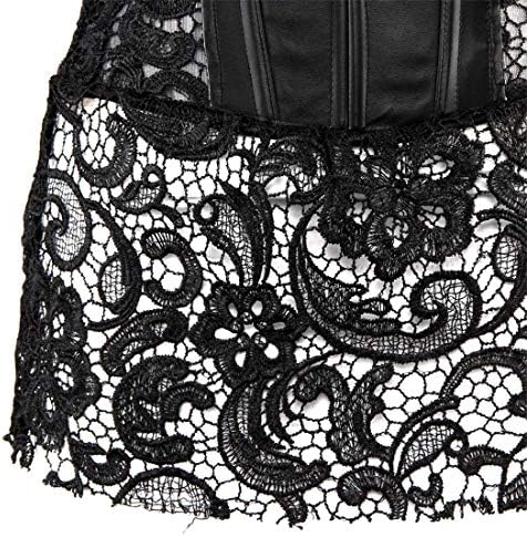 KSHUN Women's Vintage Leather Plus Size Shoulder Strap Bustier Corset Top Black, 2X-Large - 3