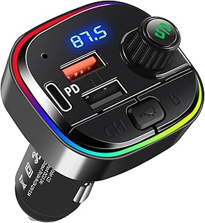 Bluetooth 5.0 FM Transmitter for Car, PD 20W + QC 3.0 Fast Charging Bluetooth Car Adapter, FM Transmitter Radio Adapter Supports Hands-Free Calling & Music Player [Bluetooth/U Disk]