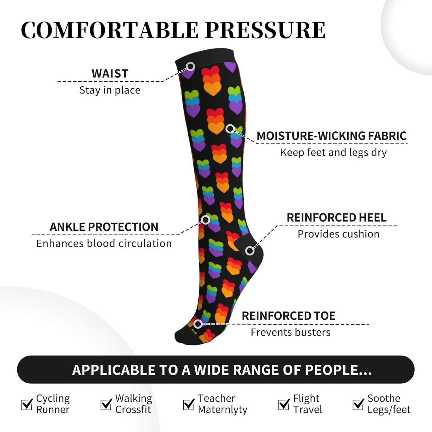 Crazy Fun Compression Socks Women Men Knee High Support Socks For Athletic Running Cycling - Image 5
