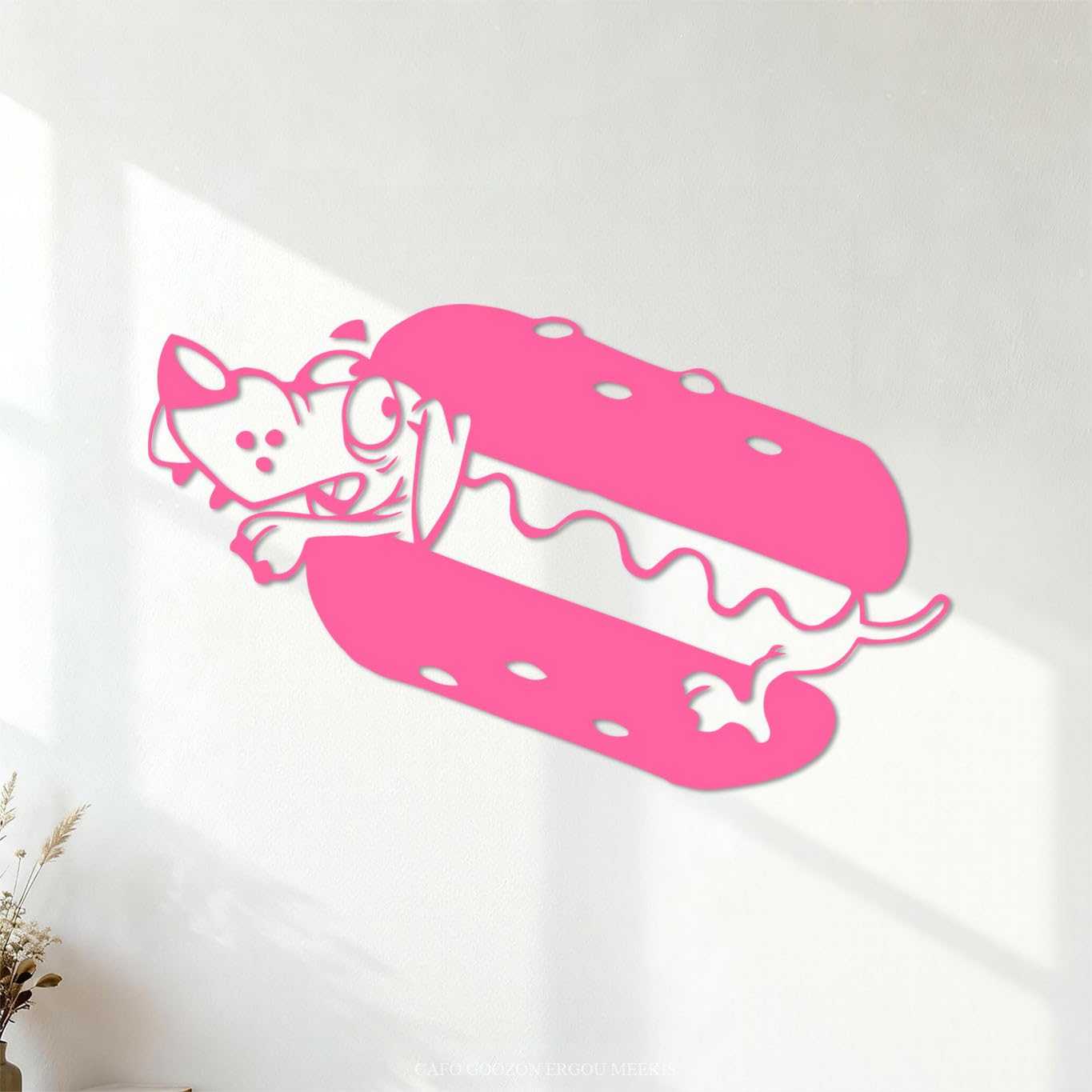 Wall Vinyl Sticker Decor Cute Hot Dog Kitchen Fast Food Restaurant Diner Logo 54.6x90.2cm It Won't Fall Off Pink