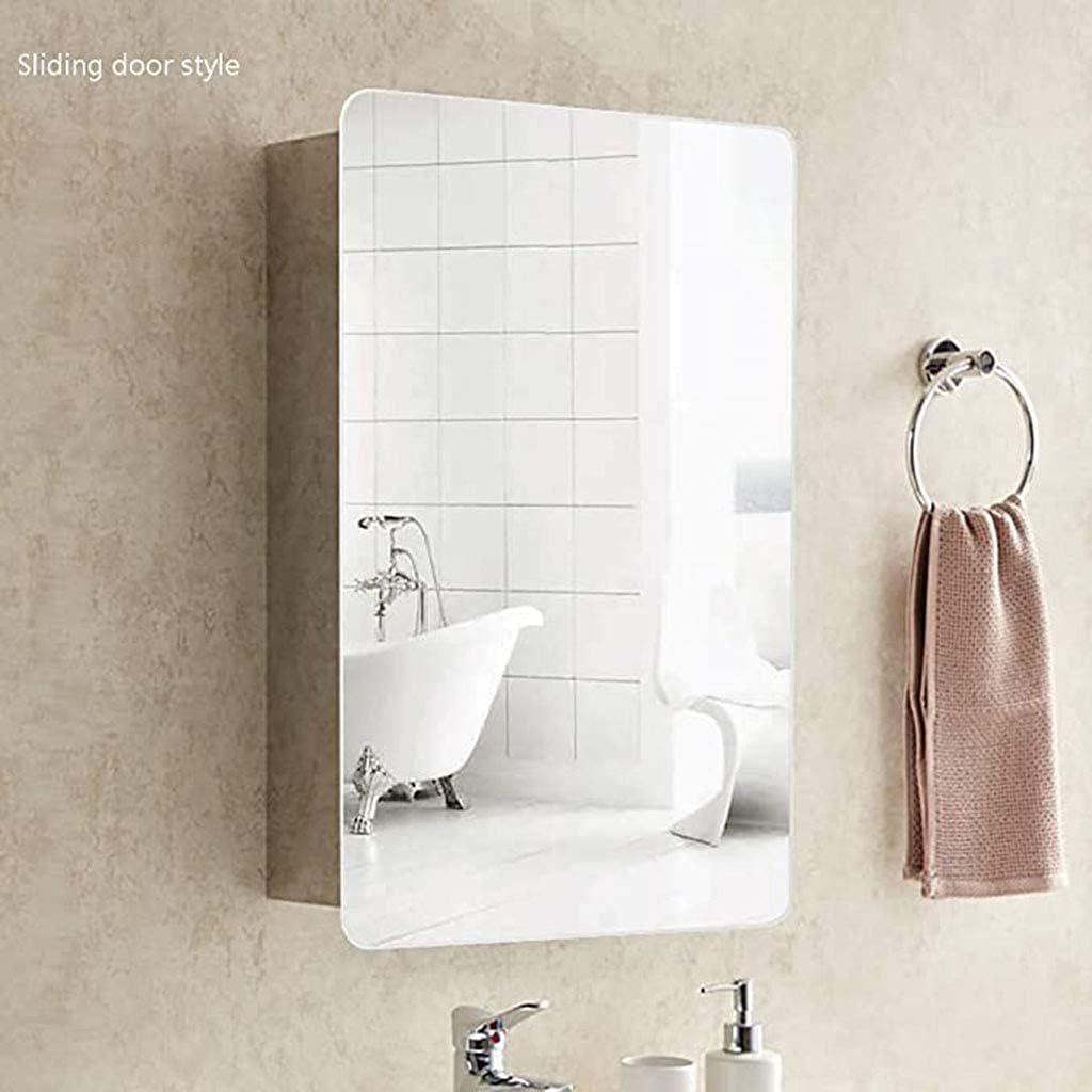 LED Push-Pull Design Bathroom Mirror Cabinet Stainless Steel Wall Mounted Storage Cabinet
