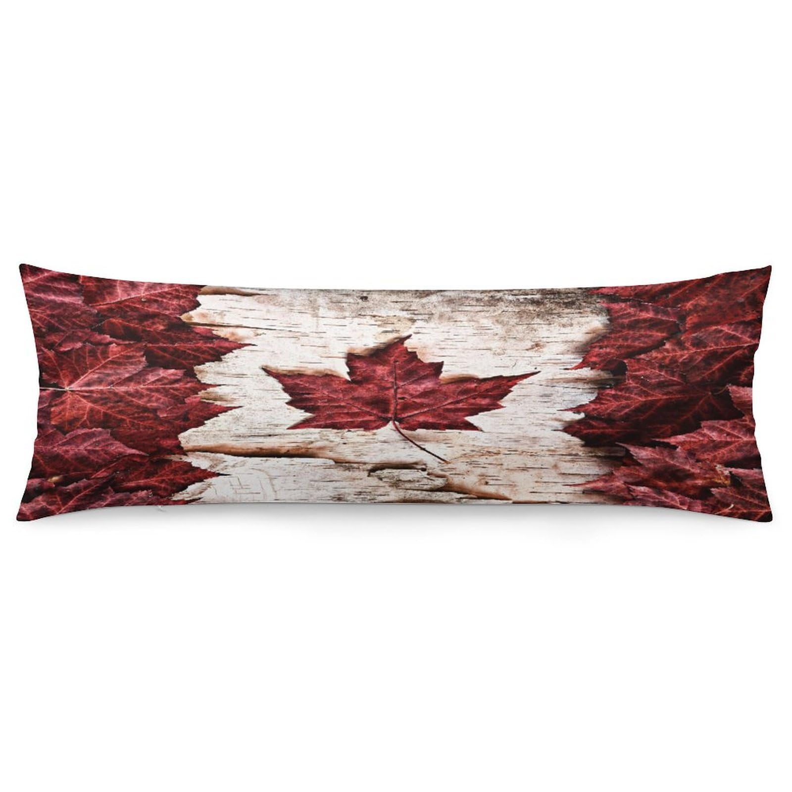 Canada Maple Leaf Body Pillowcase Soft Breathable Full Long Pillow Cover 20x54 Inches Polyester Pillow Case with Hidden Zipper Closure for Bedroom Home Decorations