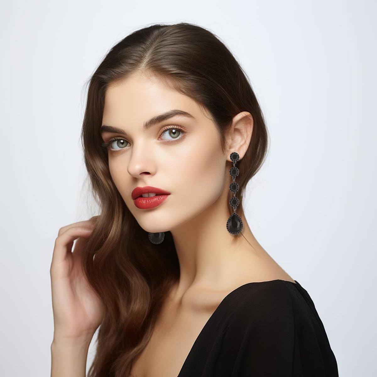 Rhinestone Statement Long Dangle Earrings for Women,Vintage Wedding Bridal Elegant Crystal Chandelier Teardrop Earrings Costume Jewelry for Prom Party - Image 2