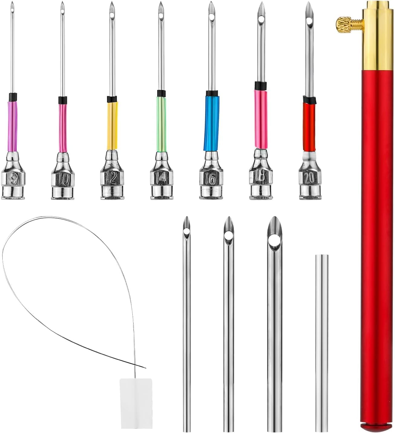 Punch Needle Kits, 13Pcs Adjustable Tool Embroidery Needles Set Sewing Art With 7 Size Heads, Seam Ripper For Adults Beginner Floss Cross Stitch Diy Craft