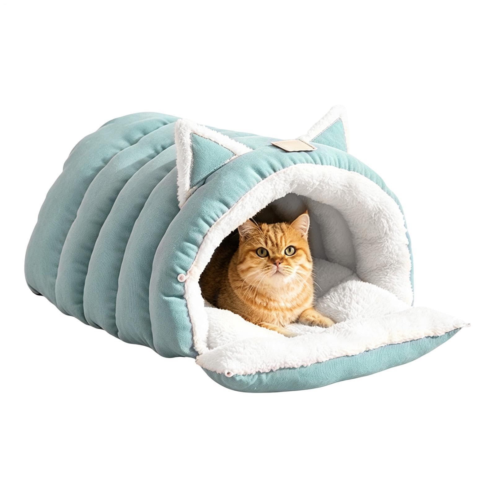 Cuccia per gatti, calda tenda in peluche, design semi-chiuso e accogliente | Cuccia lavabile per cani di piccola taglia, per casa, soggiorno, camera da letto, balcone