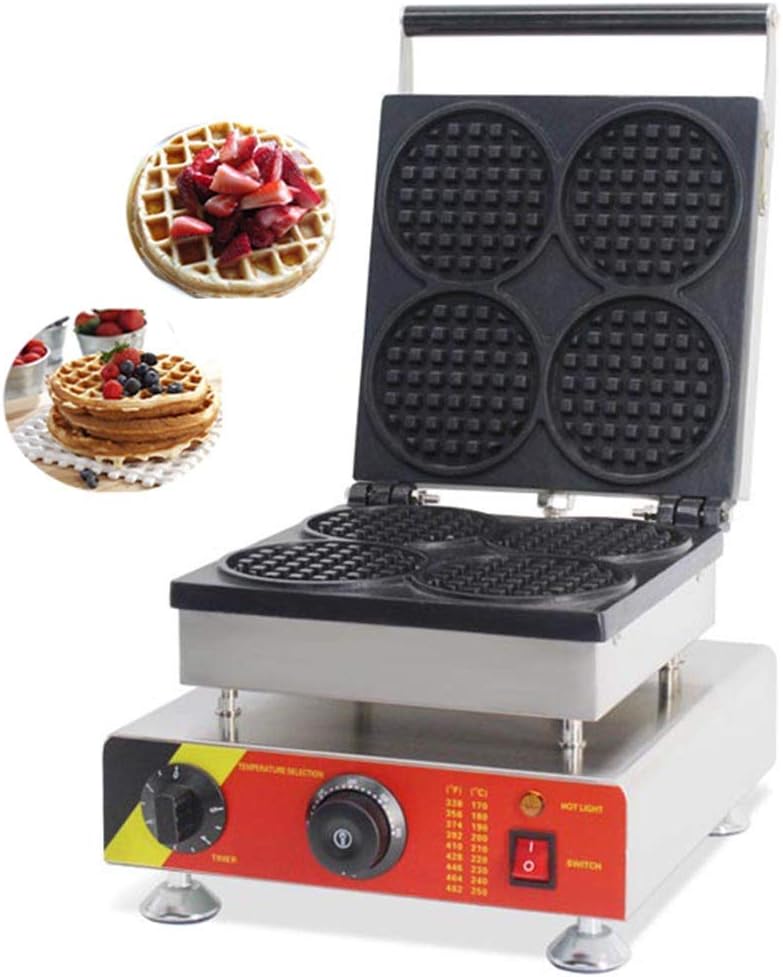 CGOLDENWALL NP506 4pcs Commercial Round shaped Waffle Maker Electric