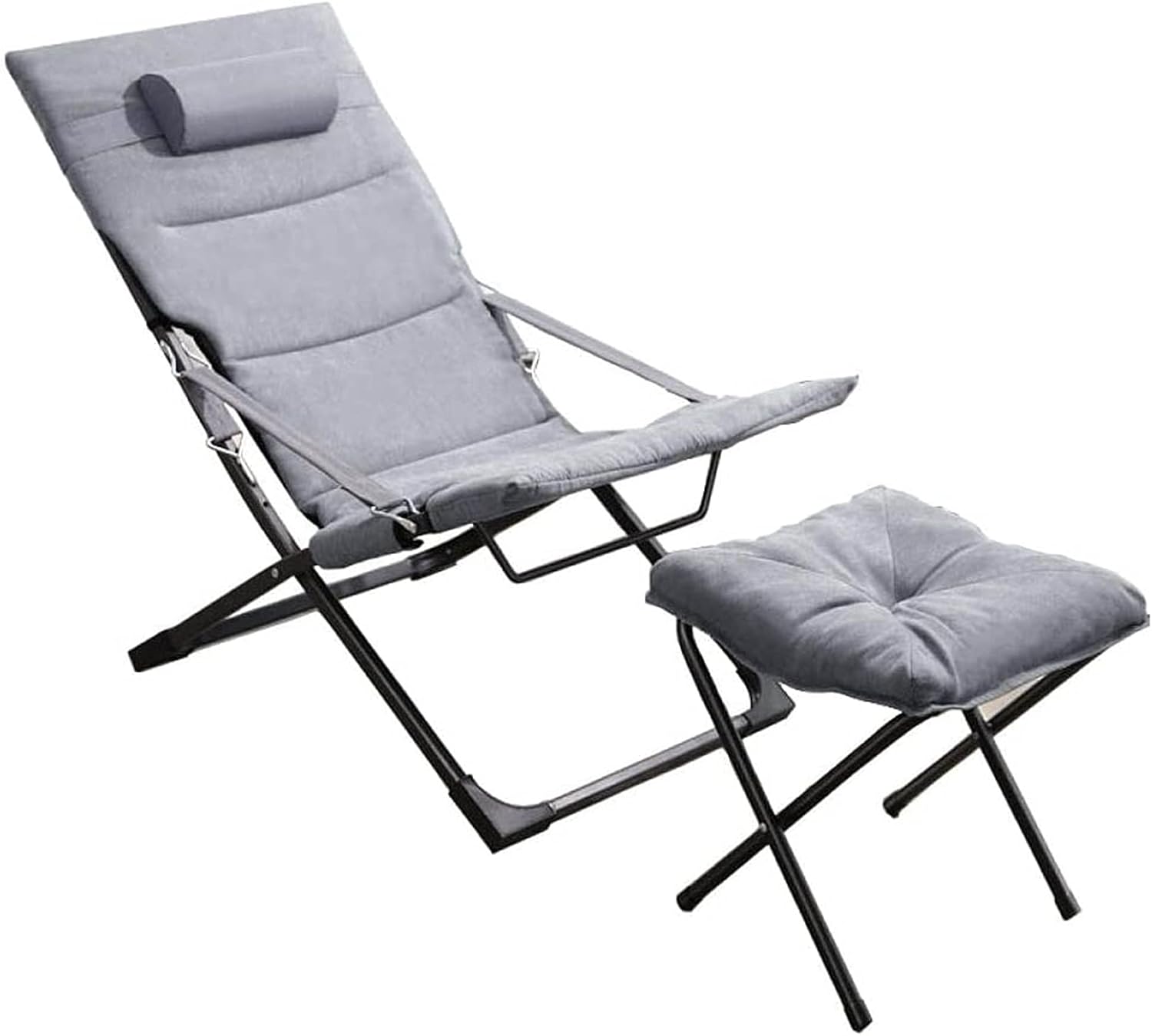 Reclining Chair Folding Zero Gravity Lounge Chair Oversize, Deck Chairs for Garden Outdoor Patio Sun Loungers Bed Recliner with Head Pillow