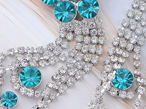 Alilang Aquamarine Blue Zircon Swarovski Crystal Rhinestone Flower Vine Long Dangle Drop Earrings #TOP3
