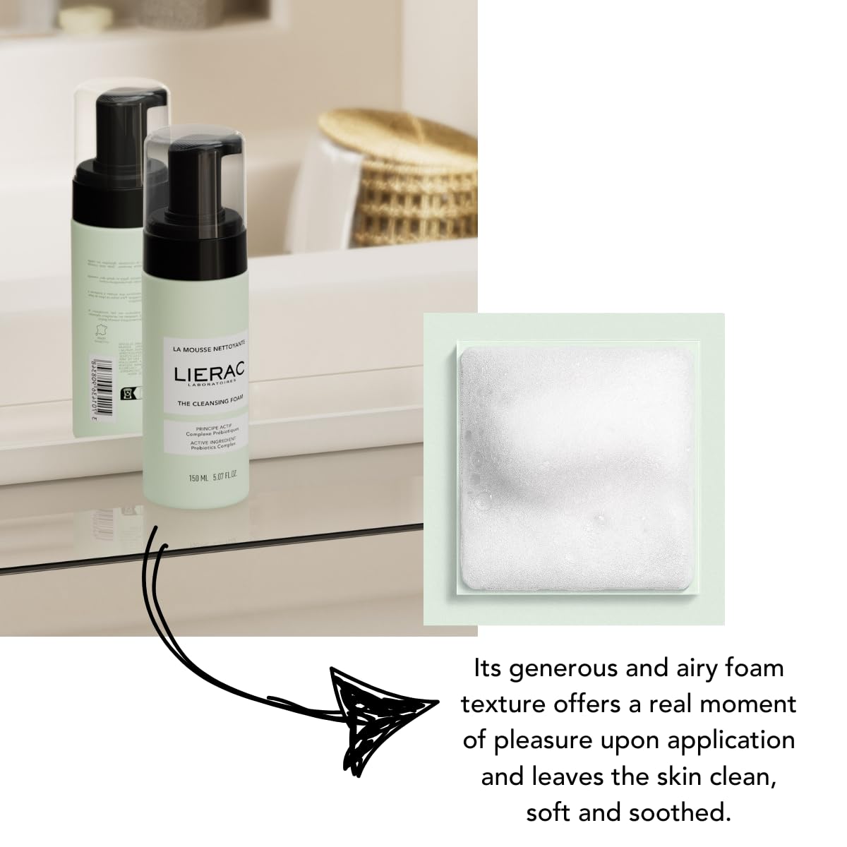 Lierac Mousse Struccante Viso Detergente, Purificante e Lenitiva, per Tutti i Tipi di Pelle, Formato da 150ml, 0.2 kilograms