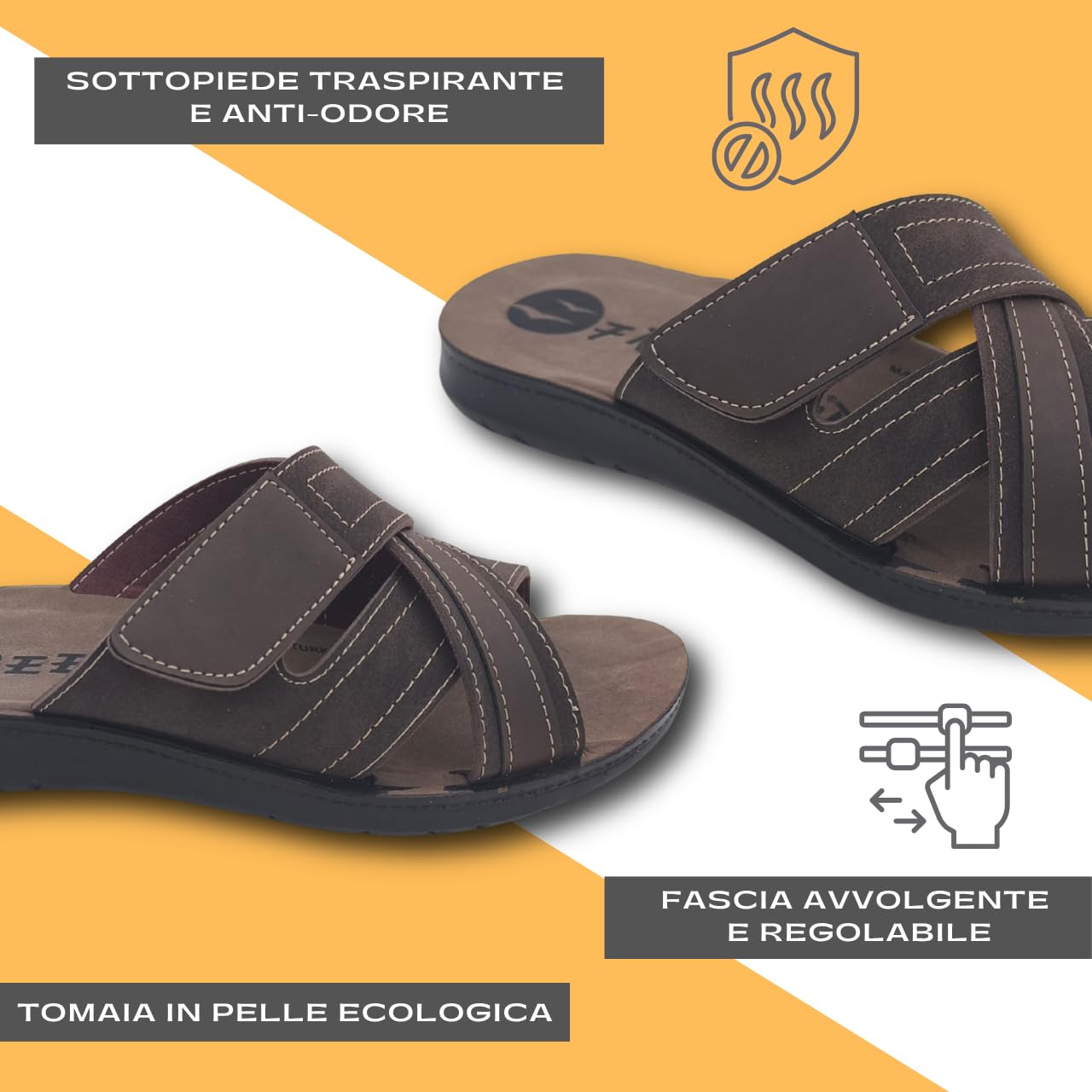 Freeland Chanclas para hombre de verano de piel, sandalias de cuero para playa, playa y casa, zapatillas abiertas y súper ligeras