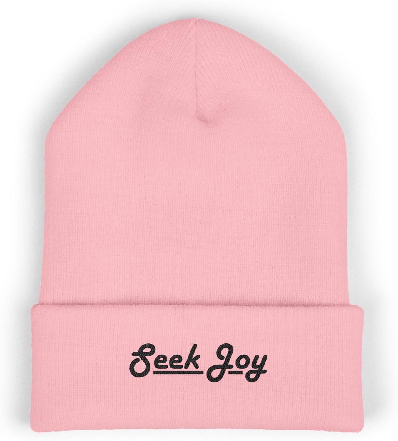 Premium Classic Cuffed Beanie Hat - Seek Joy Embroidered Message