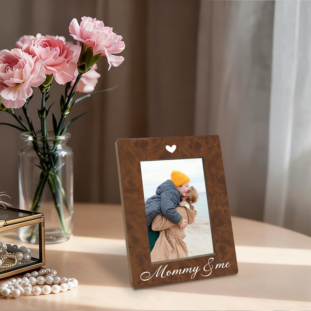 Mommy & Me Picture Frame, Birthday Gifts for Mom from Daughter Son, Home and Office Desk Top Decorations, Mother's Day Gifts Wooden Photo Frame Fitting a 4 x 6 Inch Photo - Image 4