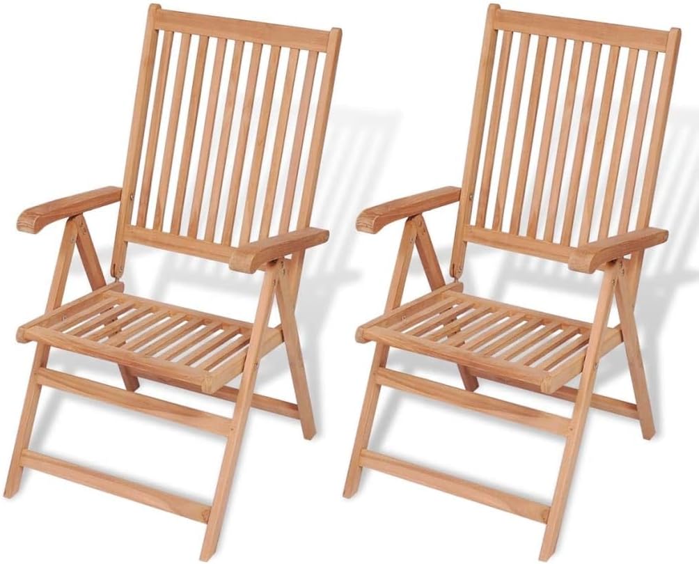 Reclining Patio Chairs 2 pcs,Bistro Chairs,Lounge Chairs,Lawn Chairs,Camping Chair,Beach Chairs,Indoor Chair,7 Reclining Positions,for Lawn,Garden,Backyard,Poolside,Porch,Solid Teak Wood