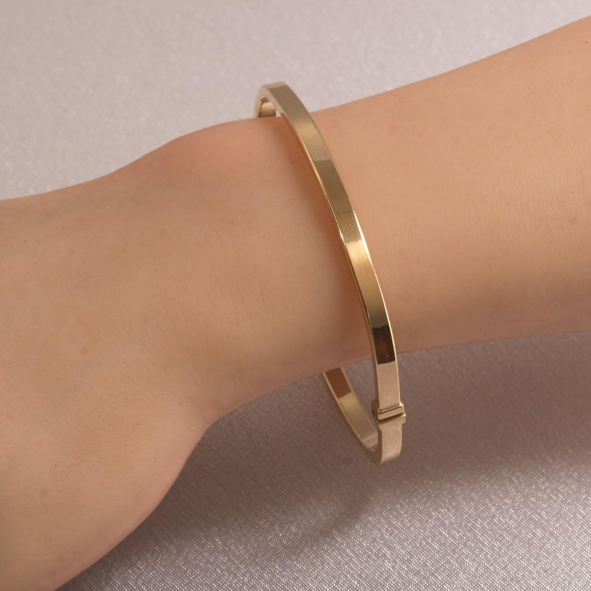 Rodium - Goldene Armband, 14 Karat Gold/ 585er Feingehalt, Modernes Design, Idealer Goldener Schmuck für Damen - 65 mm Innendurchmesser