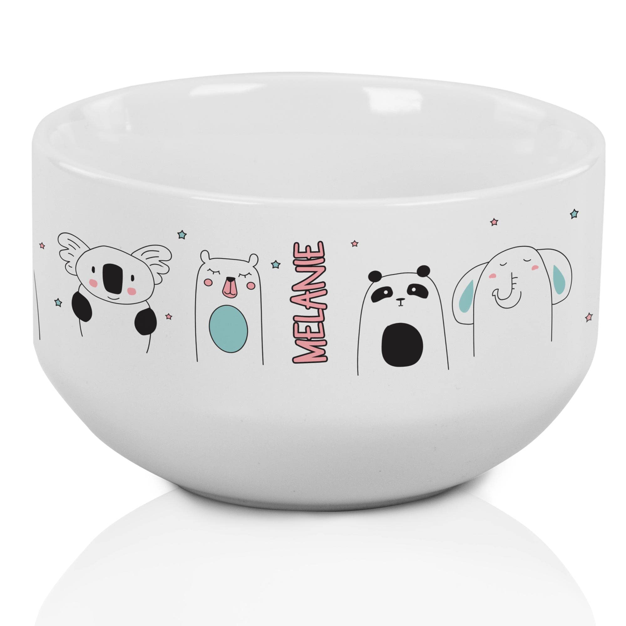 GRAZDesign Müslischale personalisiert mit Name, Kinder Schüssel als Geschenk für Mädchen und Jungen, spülmaschinengeeignet, Frühstücksschüssel Keramik Motiv Tiere