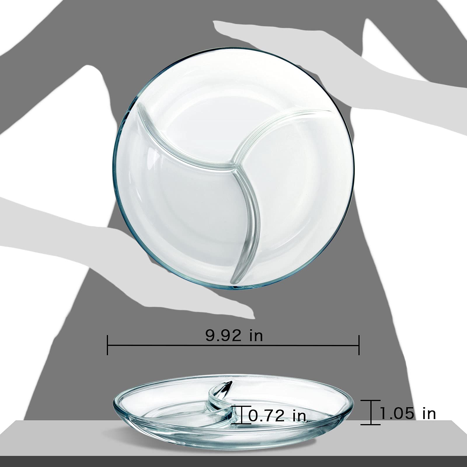 NUTRIUPS Divided Dish Glass Portion Control Plates Sectional Plates for