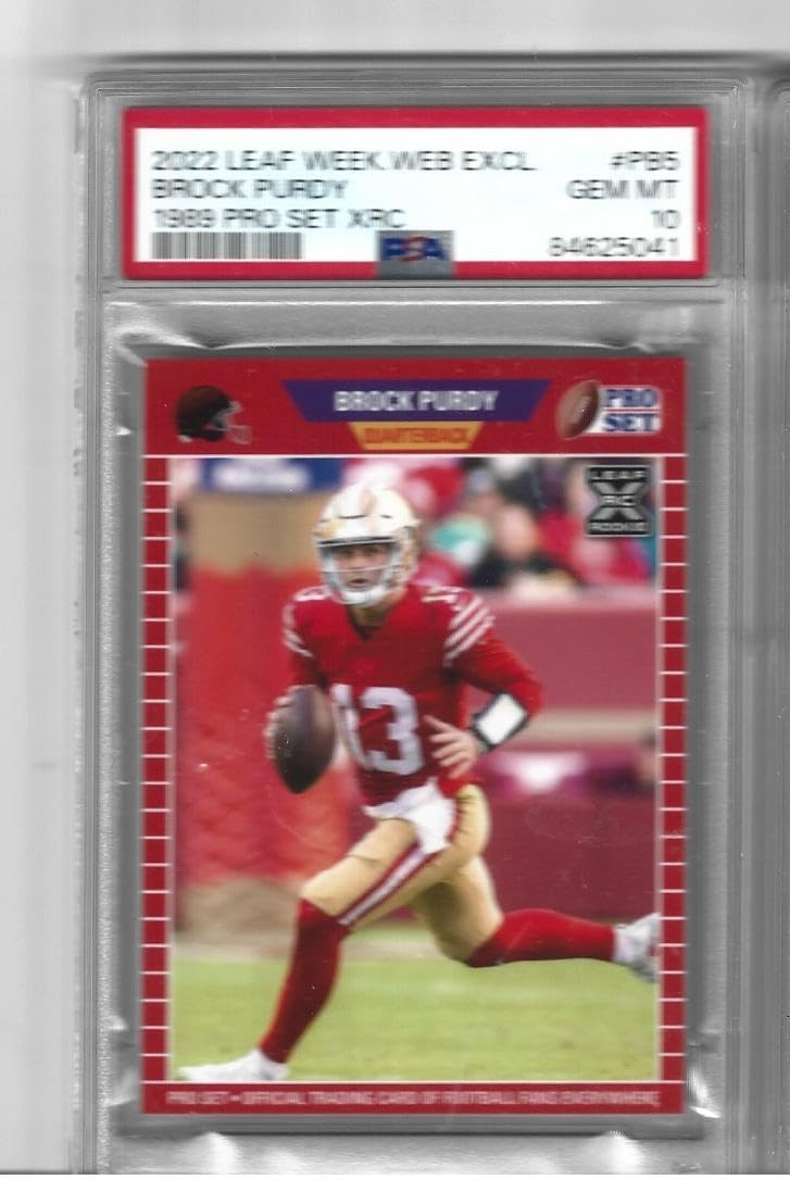 Graded Psa 10 Brock Purdy Football Rookie Card 2022 Leaf Exclusive Pro Set XRC #PB5 49ers Young Star Quarterback