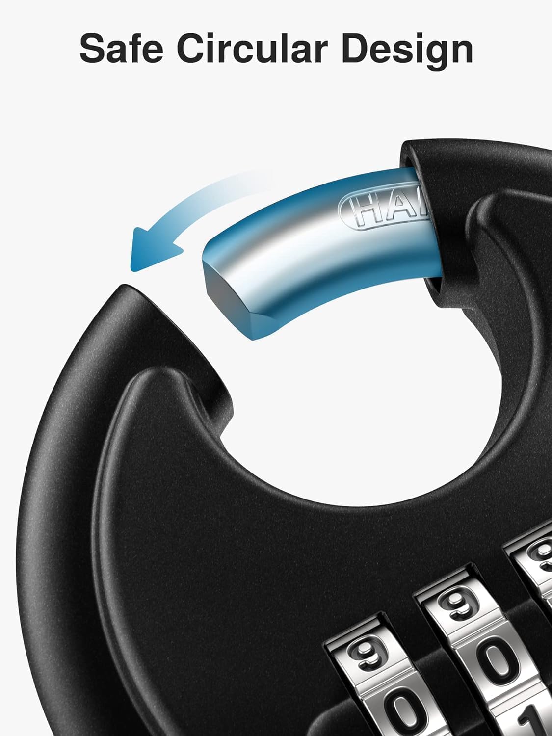 70mm Combination Disc Padlock – Heavy Duty Keyless Number Lock with 4-Digit Code Stainless Steel Shackle | Anti-Cut Security Lock for Gate, Garage