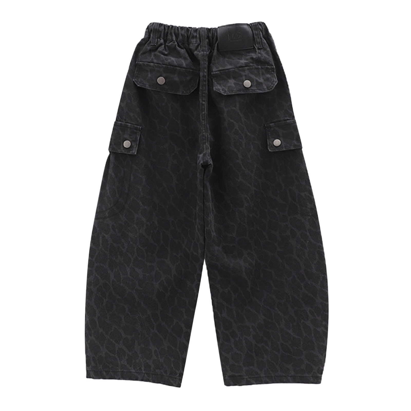 Genérico Vaqueros Niño Pantalones Cargo Baggy Jeans Estilo Y2k | Pantalones cargo con estampado de leopardo para niños, holgados, de pierna ancha, para niños grandes y adolescentes