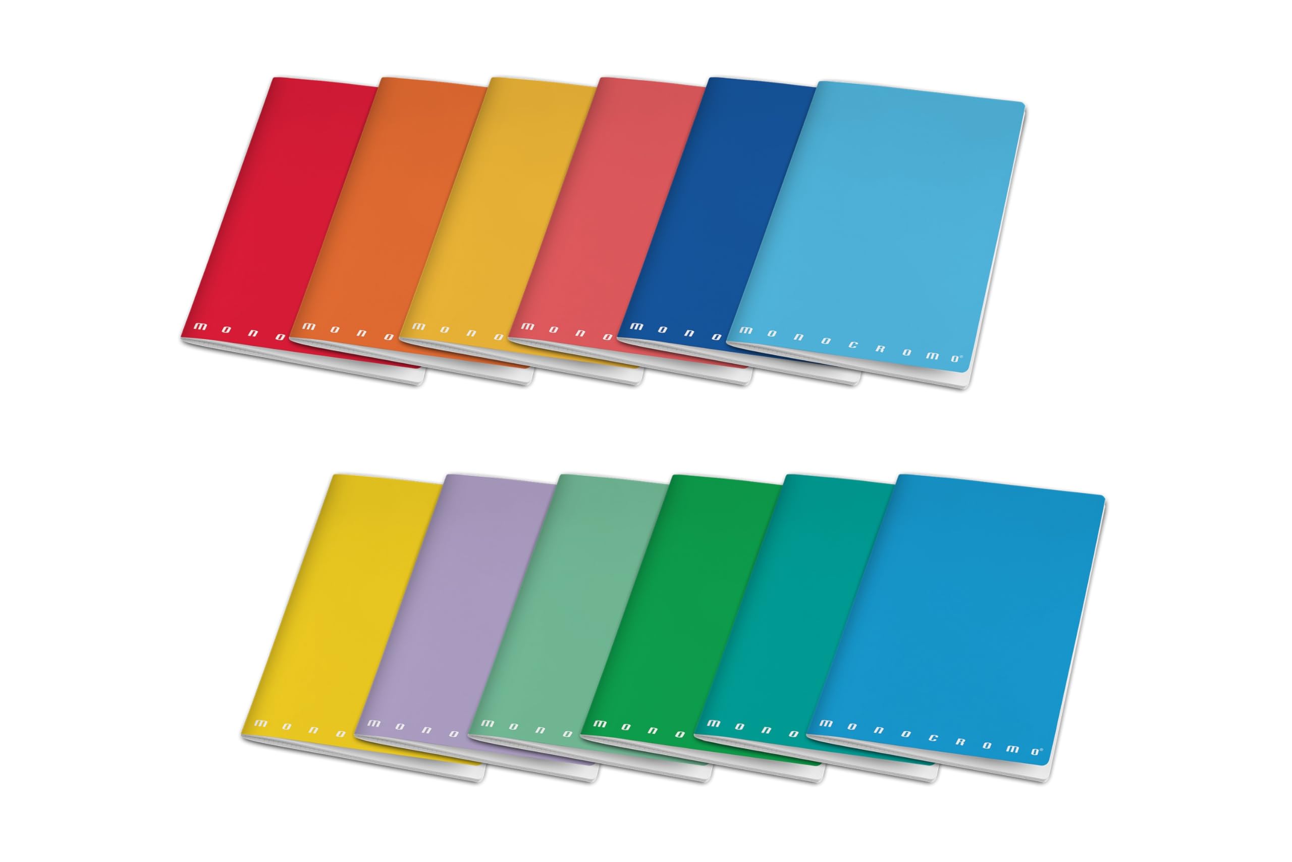 Pigna A5 Monochrome Notebooks, 0Q Interior, 5 mm Squares. with Margin, Paper 80 gr., Assorted Covers, A5 Size 15 x 21 cm, 10