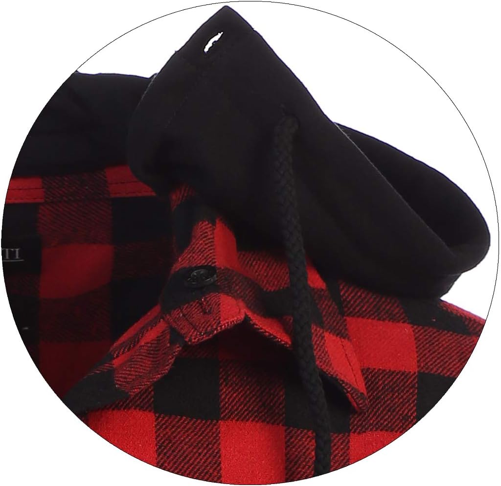 Gioberti Men's Removable Hoodie 100% Cotton Plaid Checkered Flannel Button Down Shirt - Image 4