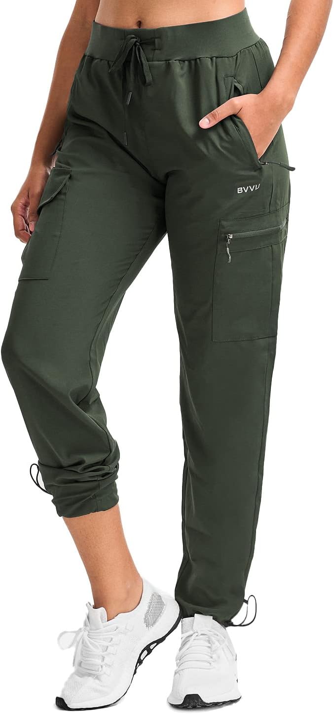 Amazon.com: BVVU Women's Cargo Joggers Lightweight Quick Dry Hiking ...