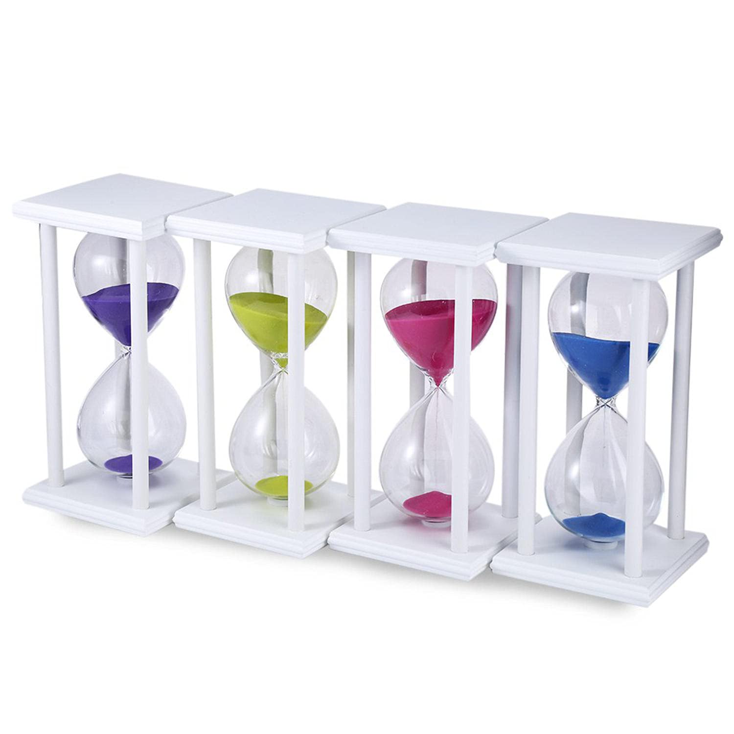 Sand Timer,Sandglass, 60 Minuten Sanduhr Sanduhr Küche Schule Moderne Holz Sanduhr Sanduhr Sand Uhr Tee Timer Hause Dekoration Geschenk(White Green)