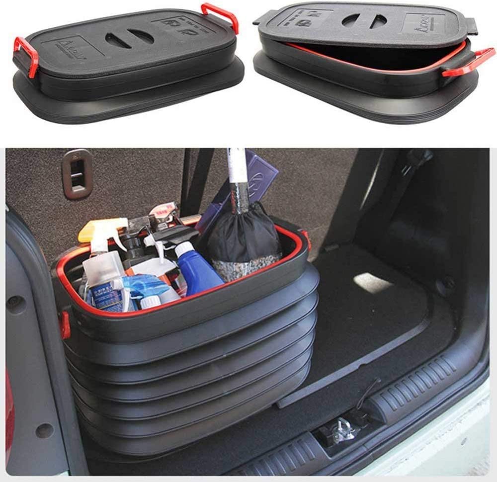 Grande Secchio Pieghevole, Secchio di Immagazzinaggio Retrattile da 37 Litri con Coperchi Tronco di Automobile Portatile Pattumiera Organizzatore per Uso Domestico