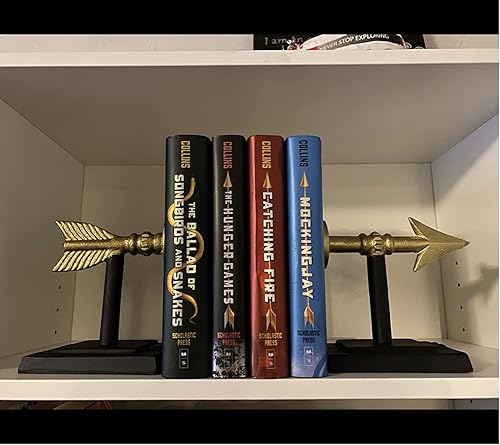 Miniatura 6 de Sujetalibros grandes de metal con flecha dorada  Pesados, decorativos, de granja y únicos para la estantería por Wallcharmers