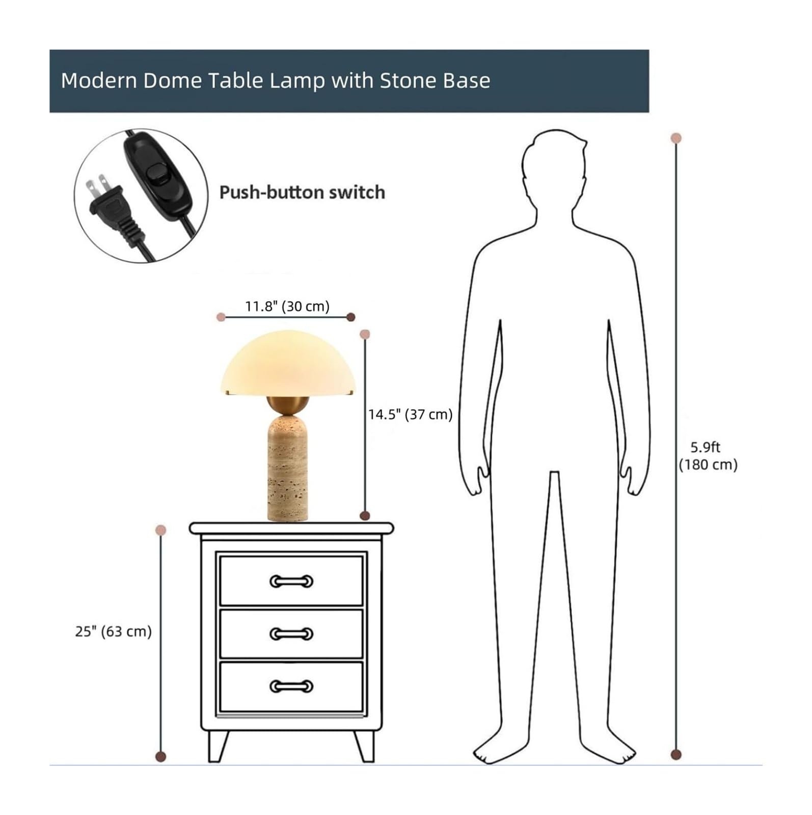 Lampada da tavolo moderna a forma di cupola, paralume in vetro smerigliato