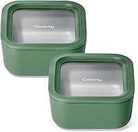 Vista 45 de Caraway Set de 2 piezas de recipientes de vidrio para almacenamiento de alimentos - (2) recipientes de vidrio de 1.75 tazas - Vidrio recubierto