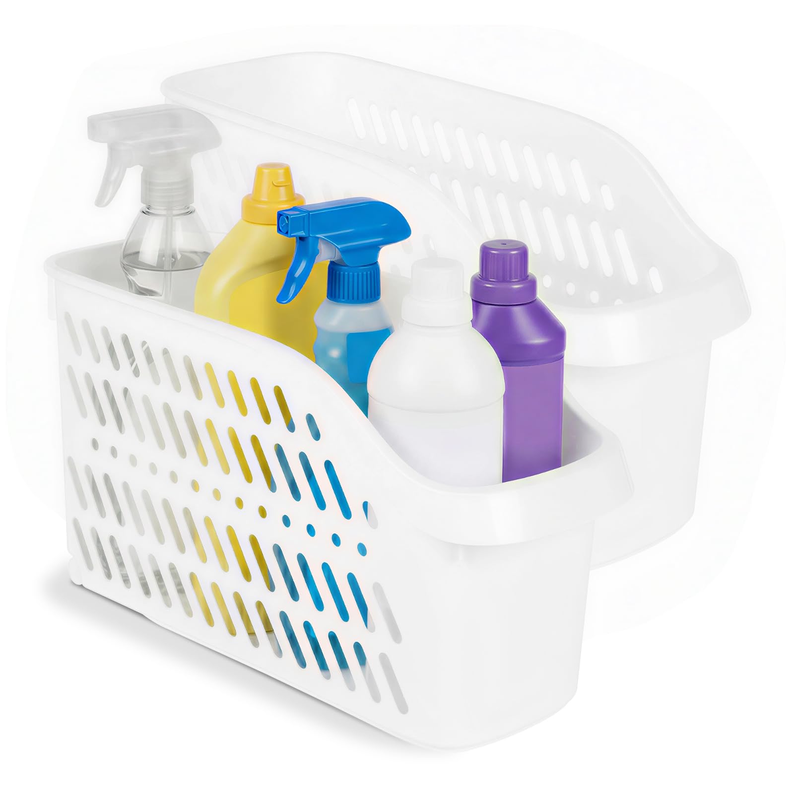 Under Sink Organiser, Wieat 2 Pcs Pull Out Under Sink Storage with Wheels, Multi-Purpose Reusable Plastic Organizer for Kitchen Bathroom Cabinet Drawers Desktop (White)