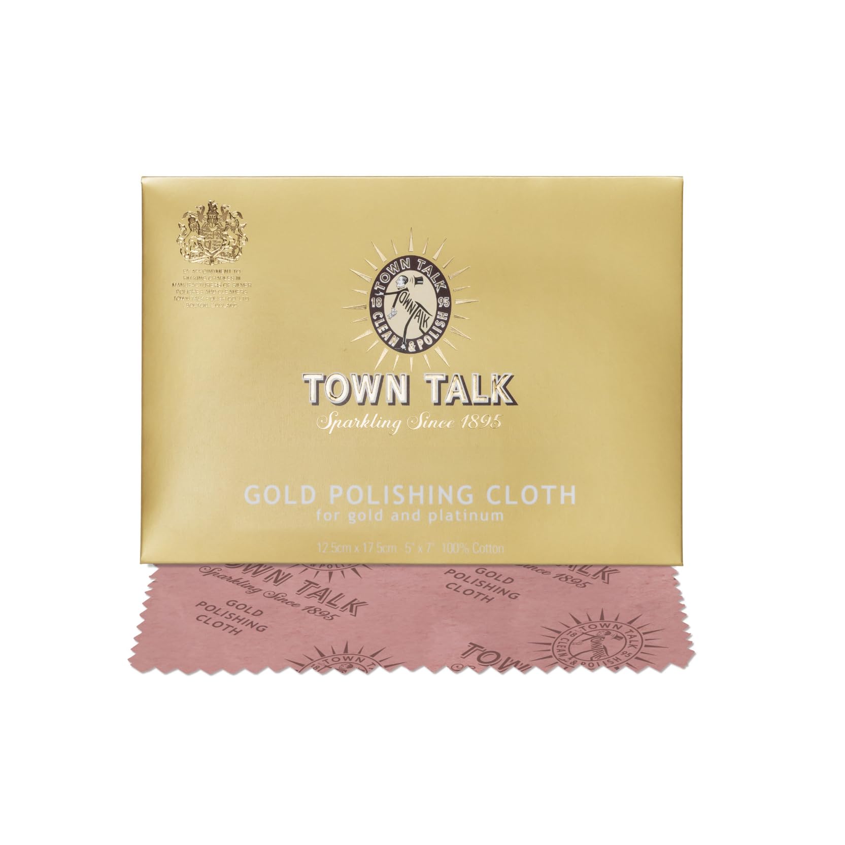 Town Talk Gold Polishing Cloth – 12 × 17 cm | Restores Shine to Gold Jewellery & Platinum | 100% Cotton