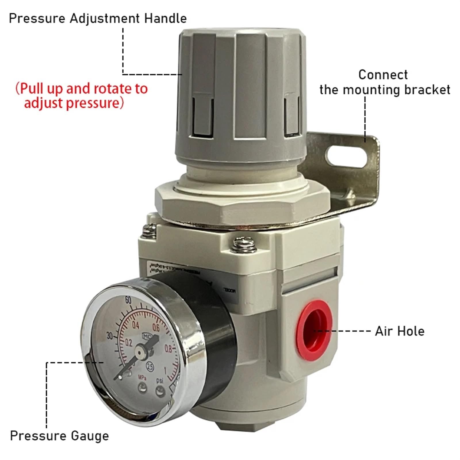 AR5000-06 AR5000-10 Regolatore di pressione 'aria Pompa di controllo del compressore Unità di trattamento di regolazione del gas con manometro regolabile 3/4 1 | AR5000-10