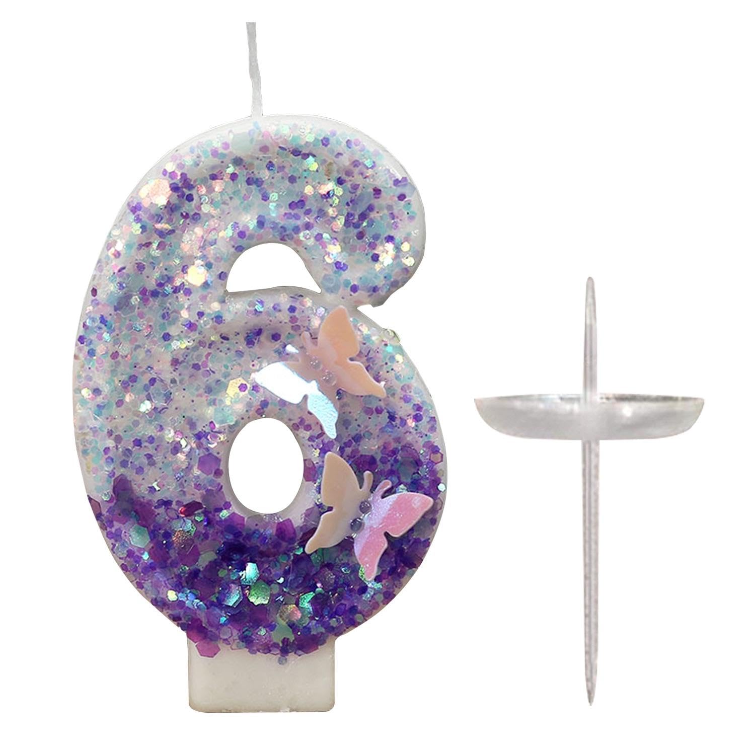 EOWVISN 1 Piece Number 6 Birthday Candle, 6Th Birthday Candle, Mermaid Birthday Decoration, Creative Birthday Cake Decoration, Cake Decoration Ornaments, Cake Accessories