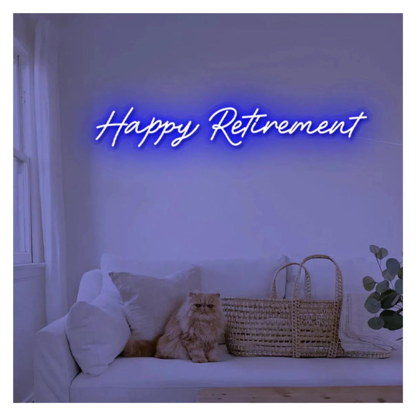 LEMST Signs Lamp Happy Retirement Neon Sign Retirement Family Party Celebration Decor 50x18cm(Blue)