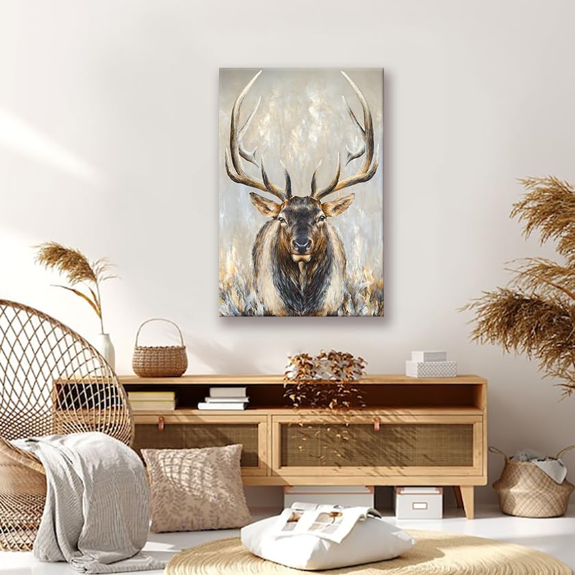 SEVEN-WALL-ARTS-Moose-Canvas-Wall-art-Abstract-Wildlife-Elk-Deer-Picture-Large-Vintage-Animal-Painting-for-Bedroom-Living-Room-Farmhouse-Decor-24×36 SEVEN WALL ARTS Moose Canvas Wall art Abstract Wildlife Elk Deer Picture Large Vintage Animal Painting for Bedroom Living Room Farmhouse Decor 24×36