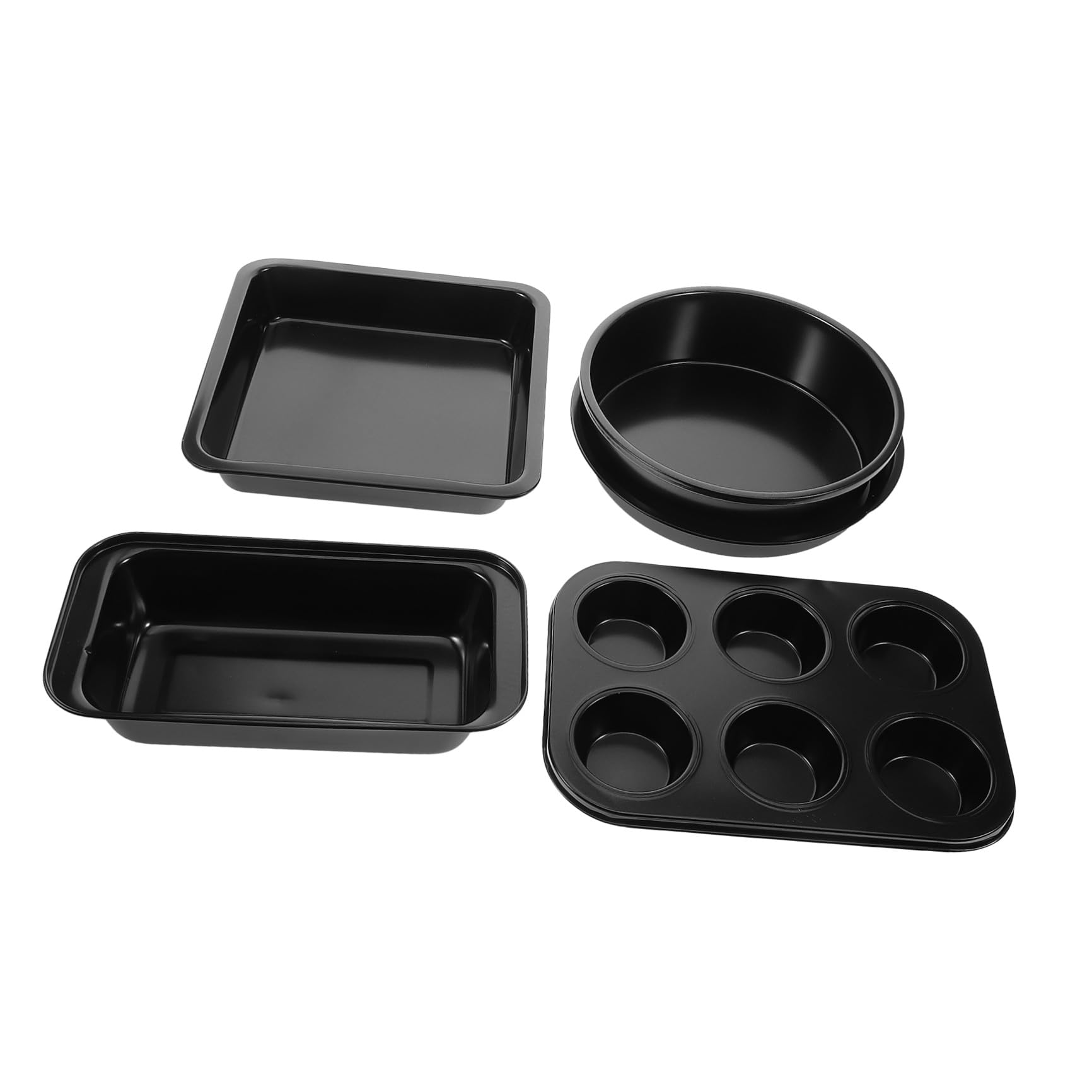 SHINEOFI Ensemble de 5 Moules à Pâtisserie Antiadhésifs en Acier au Carbone Noir, Facile à Nettoyer, Cuisson de Pizzas et Pains Maison