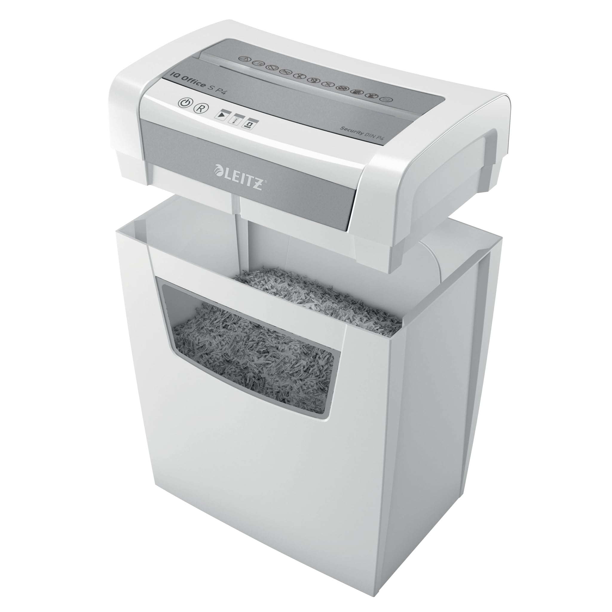 Leitz IQ Office S 80990000 - Trituradora de Papel, Capacidad para 14-12 Hojas (70-80 g/m²), Corte de partículas, Nivel de Seguridad P4, Cubo de Basura de 23 L, Especialmente silencioso, Manual, Corte