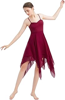 Solid Lyrical Dance Dress for Women Contemporary Dance Costume Handkerchief Flowy Chiffon Dress Lyrical Dancewear