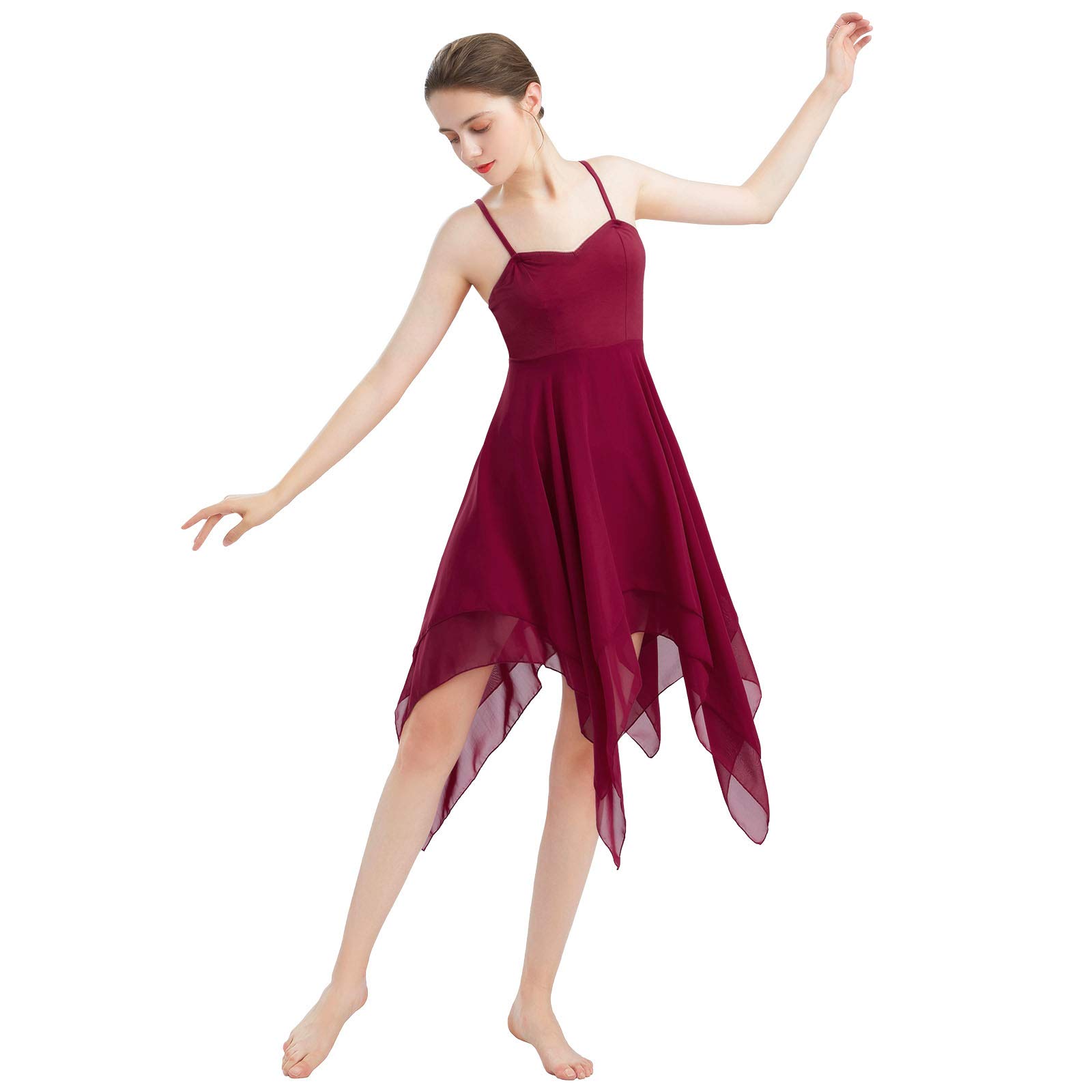 Robe De Danse Lyrique Femme - Manches Longues Maille, Jupe Swing, Avec Justaucorps Intégré - Plusieurs Tailles