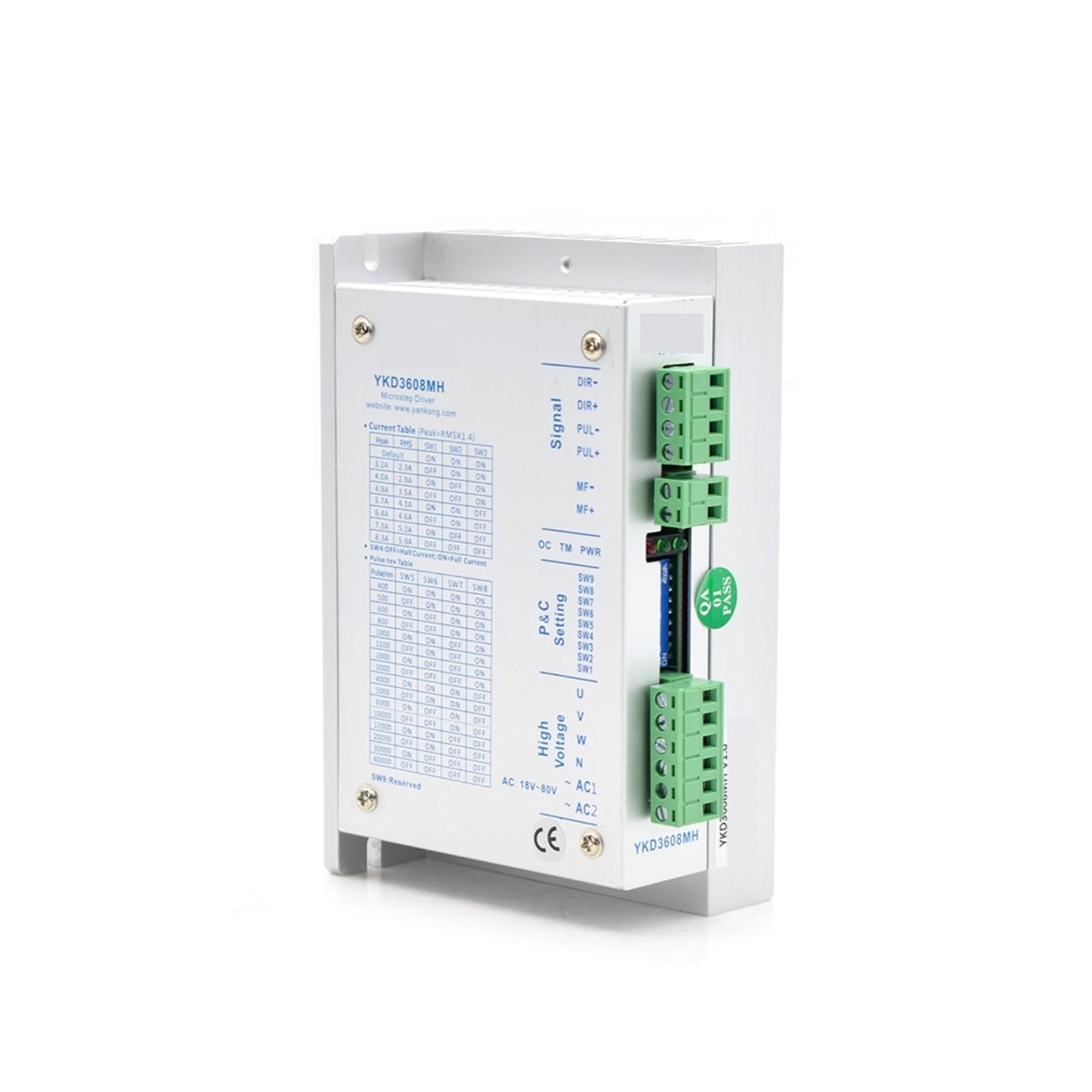Controlador de Motor Paso a Paso YKD3608MH trifásico 18-80 V CA 5,9 A 350 Hz Motor Compatible 57~86 mm