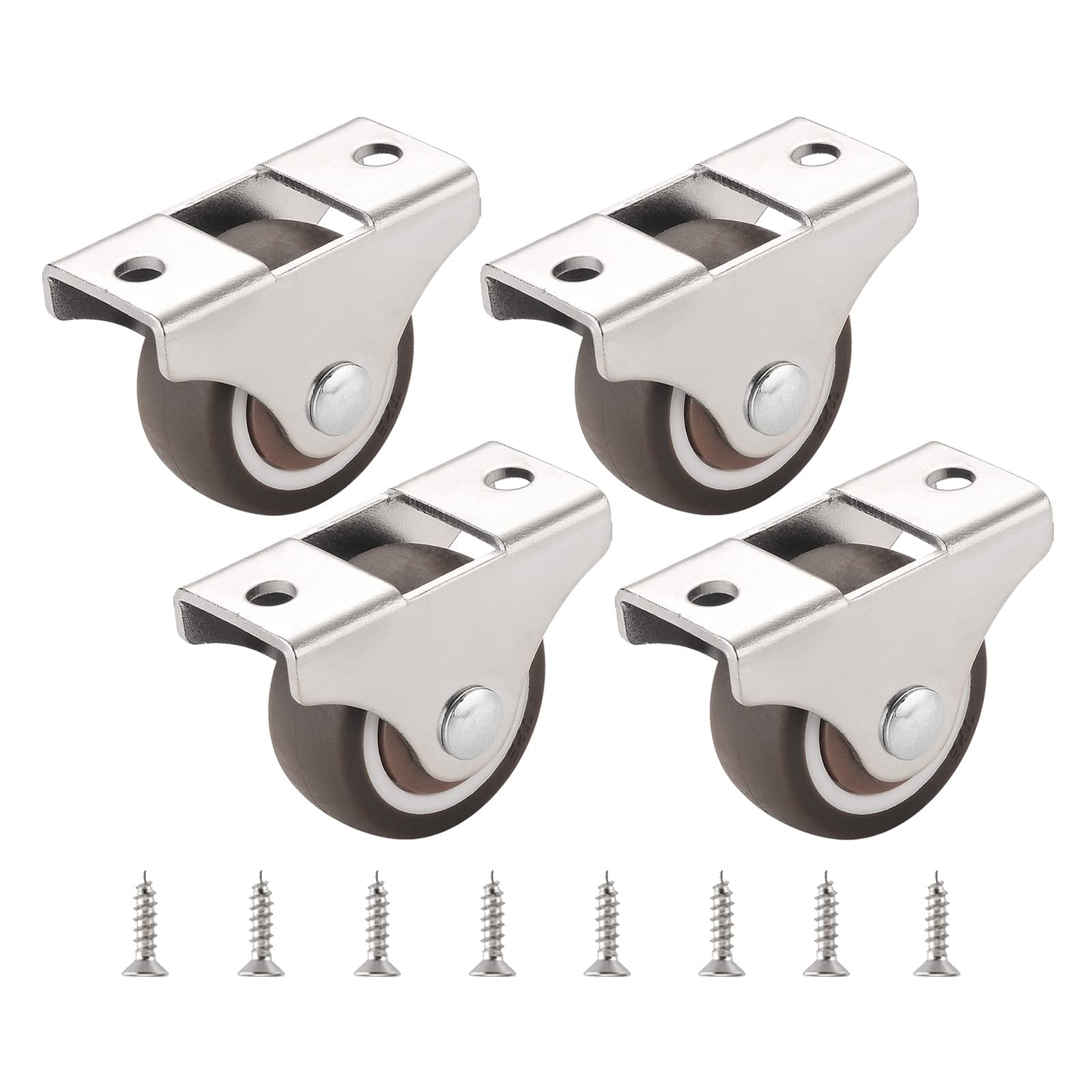 Suwooy Silver, Black 4 Pcs Fixed Castors Wheels 25Mm 32Mm 35Mm 50Mm, Silent Rubber Furniture Casters, Transport Castors, Castors Heavy Duty, Trolley, Workbench Replacement Castors For Furniture,38Mm