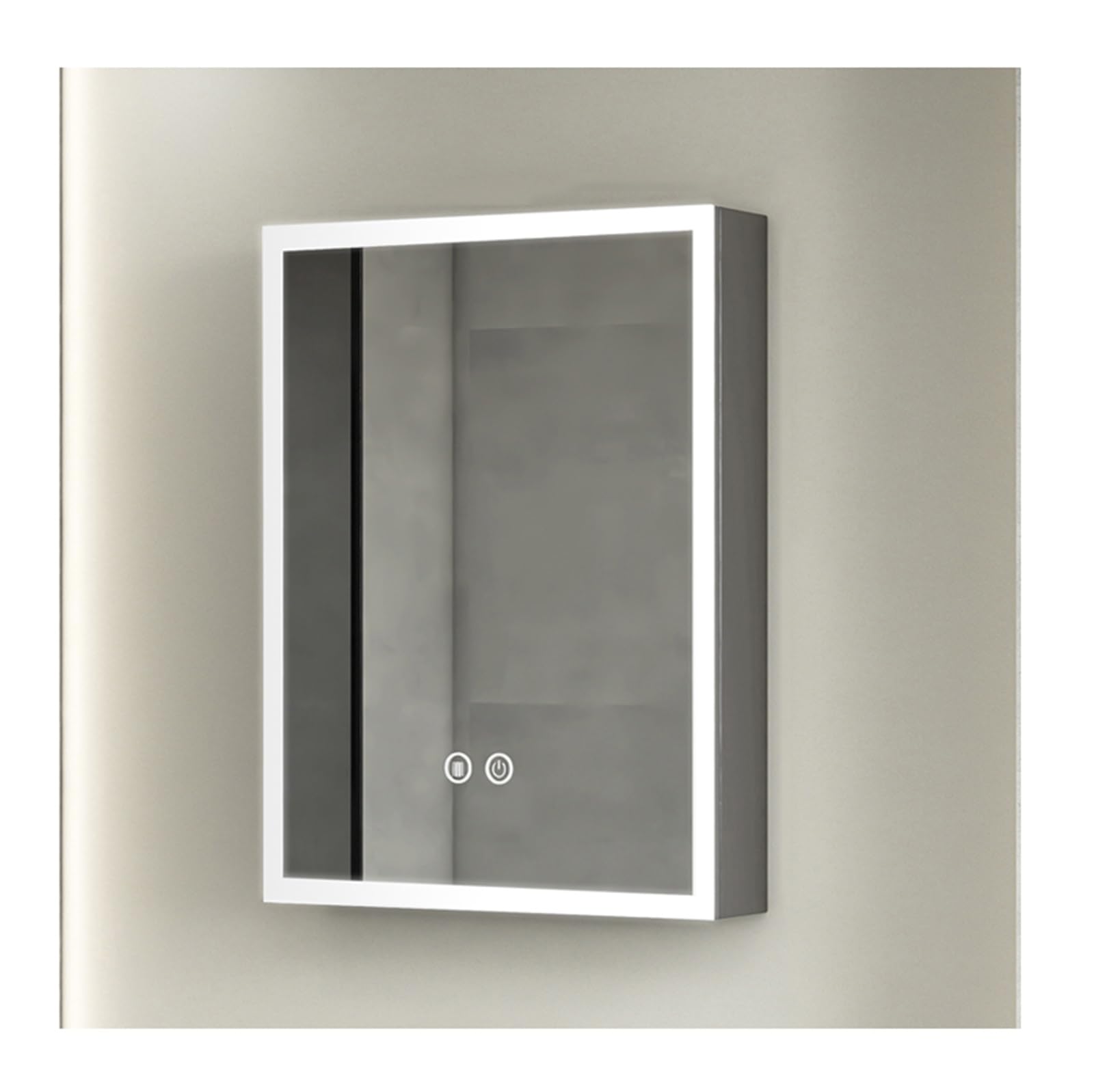 FGXHHS LED Medicine Cabinet with Mirror for Bathroom, Wall-Mounted Storage Shelf, Dimmable Light, Defogger, Easy Installation, Gray, 48cm/19in