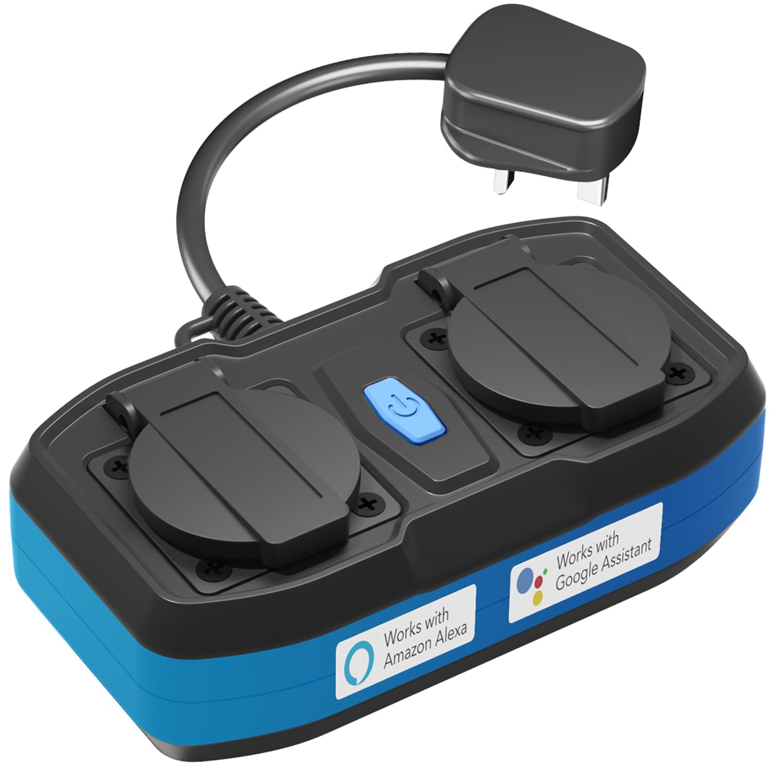 HBN13A Outdoor Smart Plug that Work with Alexa&Google Assistant,Waterproof Double Sockets with Voice Control&APP Control,IP44 Smart Life Wifi Plugs