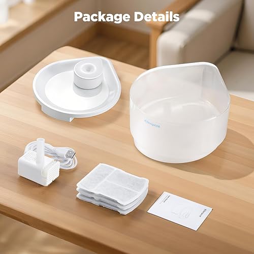 Miniatura 7 de Fuente de agua para gatos, contorno de gotas de rocío con luz LED, fuente de agua para mascotas, dispensador de agua ultra silencioso para gatos y