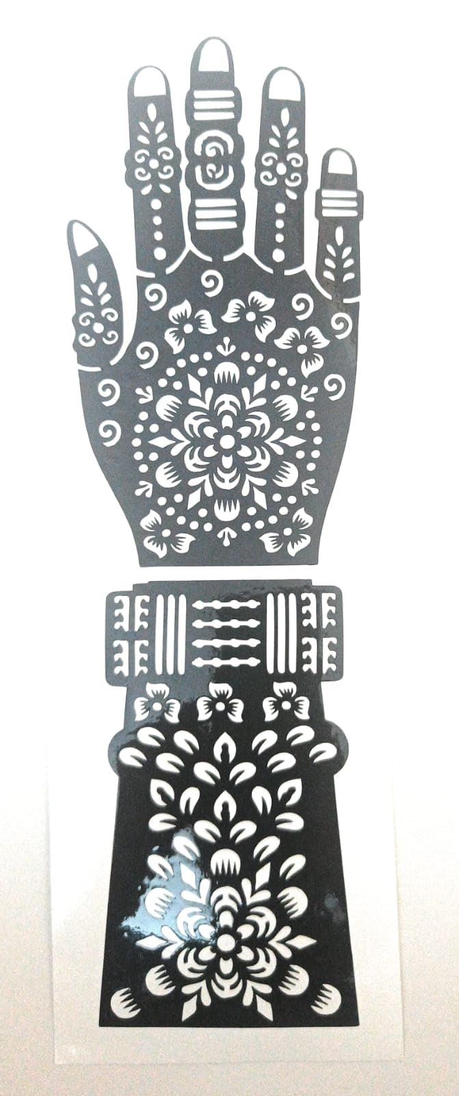 MRACE Henna Stencil Templates for Hand Design, Floral Mandala Pattern, Reusable Mehndi Art Stickers (Pack of 2) 2