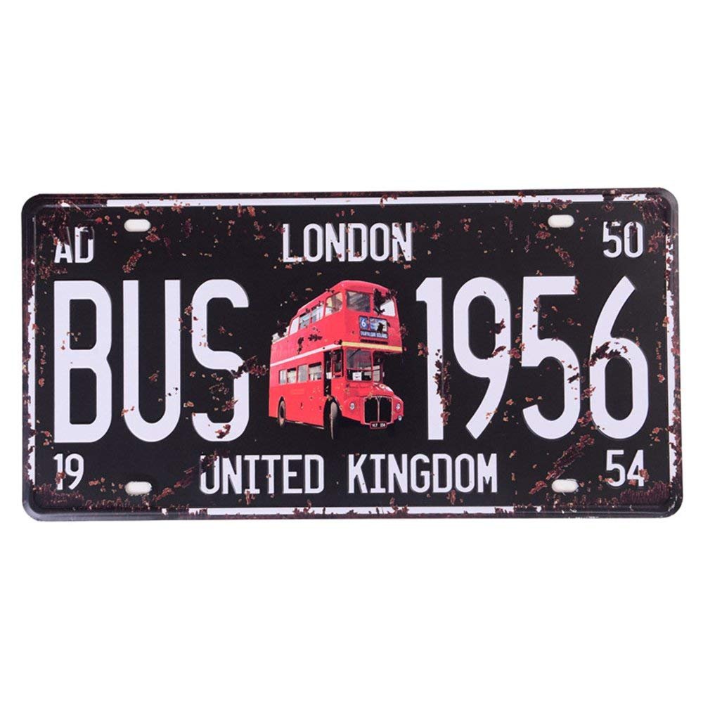 Shinewe London Bus 1956 Vintage Tin Sign Metal Poster License Plate Fit For Bar Pub Home Decoration 15X30cm (London Bus 1956)
