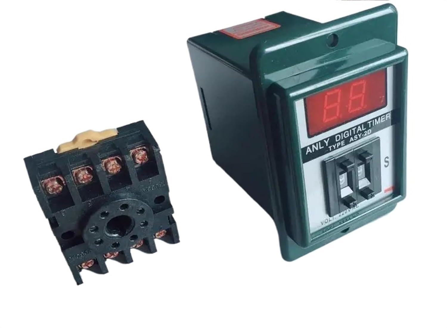 Digits programmable Timer delay Relay ASY-3D Delay Timer Time Relay 8PIN with Base DC12V DC24V AC110V AC220V AC380V (Color : 99.9S, Size : 220V)