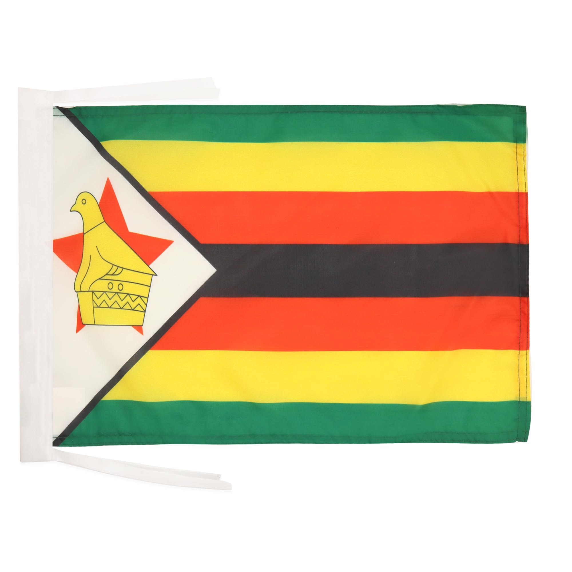 AZ FLAG - Zimbabwe Flag - 18'' x 12'' - 100% Polyester Zimbabwean Small Banner with Two Cords - Fade Resistant - Vivid Colors - 18x12 in - 45x30 Cm